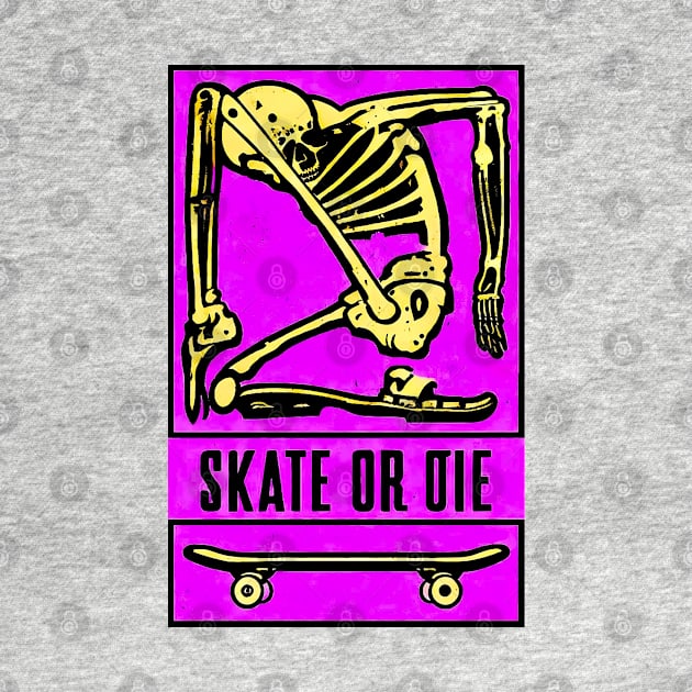 Skeleton Skate or Die (Pink bg) by Monkey Business Bank